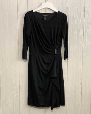 White House Black Market Black 3/4 Sleeve Wrap Dress Size 6 NWT